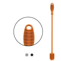 Zeattain Silicone Bottle Brush,Comfortable Grips Water Bottle Cleaning Brushes with 15 Inches Long Handle, 1Pcs Orange