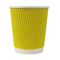 8 oz Colorful Paper Milkshake Cups - Premium Disposable Yellow Ripple Cold Drink Cups - Frozen Dessert Supplies - 500 Count