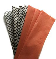 Halloween Tissue Paper (Solid Orange and Black/Tan Check) for Halloween Gift Wrapping, 24 Sheets, 20x30