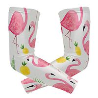 LEVEIS Flamingos Pattern Watercolor Arm Sleeves UV Protection for Men Women Sunblock Protective Gloves Running Golf Cycling Driving Long Arm Cover 1 Pair