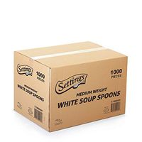 [1000 Count] Settings Plastic White Soup Spoons, Practical Disposable Cutlery, Great For Home, Office, School, Party, Picnics, Restaurant, Take-out Fast Food, Outdoor Events, Or Every Day Use, 1 Box