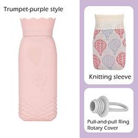 Hot Water Bottle, Heating Bottle Environmental Silicone Hot Water Bottle with Knit Cover, Hot & Cold Therapies - Great for Pain Relief,Hand Warmer,Valentine's Day,Gift Exchange Pary (Long, Pink)