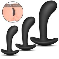 Silicone Massager ÁnÁles Trainer Kit Butt Pugs for Beginner Set (Black)