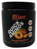 BCAA Energy Powder. Essential Amino Acids Supplement for After Workout Recovery. Quick Aminos by Fit Lane Nutrition 40 Servings Peach Mango Flavor