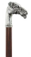 Fox Terrier Walking Cane with Silver Plated Terrier Handle. Made in Italy