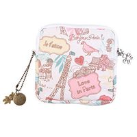 HEALIFTY Sanitary Napkin Storage Bag Menstrual Bag Large Capacity Tampon Bag Sanitary Pad Container (Romantic Paris)