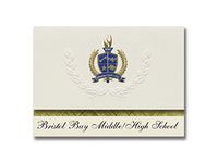 Signature Announcements Bristol Bay Middle/High School (Naknek, AK) Graduation Announcements, Presidential style, Basic package of 25 with Gold & Blue Metallic Foil seal