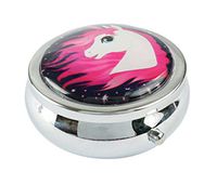 Halulu Unicorn Head Custom Fashion Round Glass Pill Case 2.1 Inch Tablet Holder Storage Bag Wallet