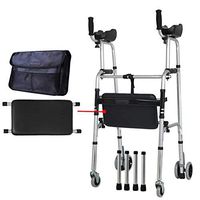 Renxiarx Folding Lightweight Aluminium Walking Frame with Wheels,Walking Zimmer Frame Walker - Adjustable Height,Wheeled Walking Frame with Carry Handle and Flip Up Seat