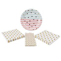 Geeklife Disposable Paper Party Set ,Includes Gold Paper Plates , Gold Napkins and Gold Straws for 20 Guests