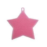 Auwer Silicone Dish Washing, Star Shaped Silicone Dishwashing Cleaning Sponge Brush Towel Scrubber Multipurpose Tool for Kitchen Wash Pot Pan Dish Bowl/Wash Fruit and Vegetables (Pink)