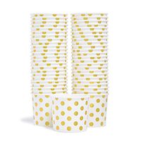 Paper Ice Cream Cups - 50-Count 11-Oz Disposable Dessert Bowls for Hot or Cold Food, 11-Ounce Party Supplies Treat Cups for Sundae, Frozen Yogurt, Soup, Gold Foil Polka Dots