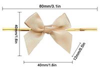 16 Color Gift Bows,Bisque Twist Tie Bows for Bakery Candy Lollipop Cello Bag(50 Pack)