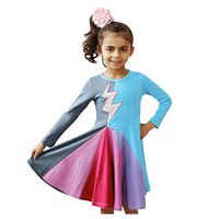 Driuankeji Long Sleeve Dresses for Toddler Girls Cute Printed Crewneck Casual A-Line Dress Baby Girls Rainbow Dress