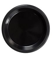 Exquisite Plastic Dessert/Salad Plates - Solid Color Disposable Plates - 100 Count (10 Inch, Black)