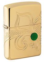 Zippo Armor Fleur-de-lis Design Pocket Lighter, High Polish Gold Plate