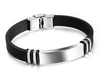 HUANIAN DIY Personalized Custom Engraving Plain Stainless Steel Medical ID Bangle for Men Women, Name Plate Identity Bracelet