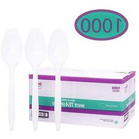 OKSLO Disposable cutlery in bulk, medium weight & white tea spoons (case of 10 Model (13172-19069-12699-14704)
