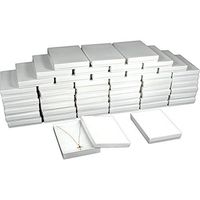50 Cotton White Necklace Pendant Jewelry Gift Boxes 7 1/8"