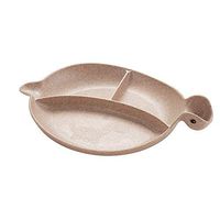 JAMOR Wheat Fiber Food Bowl Dinosaur Shape Children's Food Bowl Wheat Straw Tableware Children's Fruit Plate Dinosaur Food Bowl Cutlery Set (Plate, Khaki)