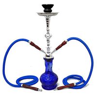 2 hose 20" Blue Hookah shisha nargila bar narguile nargile glass vase sale