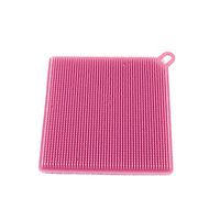 Digood 1Pcs Antibacterial Silicone Non Stick Dishwashing Brush Sponge Scrubber Towel For Kitchen Wash Pot Pan Dish Bowl Fruit and Vegetable Cleaning Tool (Pink)