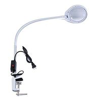 Holulo Long arm Bracket Clip Clipboard Magnifier with a Lamp Magnification Arm Length 80cm w/ Desk LED Work Light magnifying glass (8X, White)