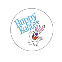 Easter Envelope Seals - 1.2" Easter Stickers - 144 Fun Holiday Stickers (Bunny Happy Easter)