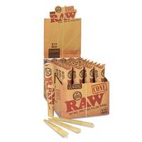 192 RAW Rolling Paper Cones Natural Hemp - Full Box 32 Packs of 6
