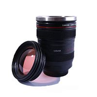 13.6 oz (400ml) Stainless Steel Fashion Creative Water Bottle, SLR Camera Interchangeable Lens Travel/Car/Office Mug (Red)