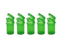 12 pc Pack of 8 Dram Squeeze PoP Top USA Certified Child Resistant One Piece Plastic Container (Green - Transparent)