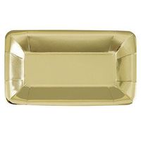 Unique Industries, Foil Rectangle Paper Appetizer Plates, 8 Pieces - Gold