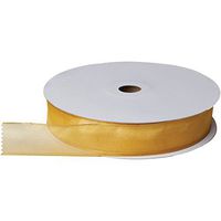 Jillson & Roberts Organdy Sheer Wired Metallic Edge Ribbon, 1 3/8" Wide x 100 Yards, Gold/Gold