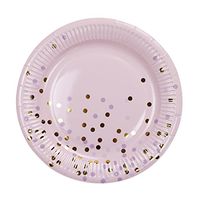 Geeklife Gold Paper Plates ,Round Pink Paper Party Plates 9 in ,20 Count Decorative Tableware for Birthday Parties, Baby Showers, Weddings and Life Celebrations