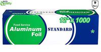 [9 Pack] Food Service Standard Duty Aluminum Foil Roll (12 in x 1000 ft) with Sturdy Corrugated Cutter Box - Great for Grill Use, Kitchen Wrap, Foil Wrap, Cooking, Cleaning by EcoQuality