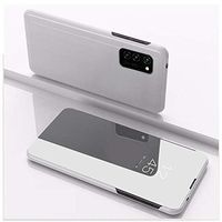 Case Compatible with Samsung Galaxy S20 Ultra Case, Luxury Ultra-Thin Translucent View Window Stand Plastic Mirror Flip Case Hard Plastic case 360 Degree Protective Cover Bumper case (Silver)