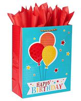 American Greetings Extra-Large Gift Bag with Tissue Paper, Birthday Balloons (1 Bag, 6-Sheets)