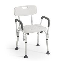 Onebigoutlet© Medical Deluxe Shower Bath Chair Seat with Back & Arms, Adjustable Height, White