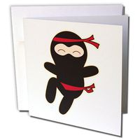 3dRose Kawaii Style Ninja Cartoon Character - Greeting Cards, 6" x 6", Set of 6 (gc_239514_1)