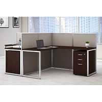 Bush Business Furniture Easy Two Person L Shaped Desk Open Office with Mobile File Cabinets, 60W, Mocha Cherry Satin
