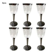 Lorchwise 6PCS Disposable Plastic Goblet - Red Wine Glass/Champagne Glass/Cocktail Glass/Party Drink Cup/Ice Cream Cup/Western Food Cup B