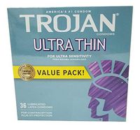 TROJAN Sensitivity Ultra Thin Lubricated Premium Latex Condoms 36 EA - Buy Packs and SAVE (Pack of 2)