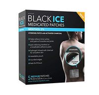 Black Ice - Natural Charcoal Hydrogel Patch with Menthol, Medium - 5 Count, Charcoal Poultice Relief for Muscle Aches, Joint & Back Pain, Inflammation, Rashes, Bug Bites, and Burns
