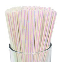 Just Artifacts Iridescent Decorative Party Paper Straws (100pcs, White)
