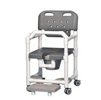 IPU ELT817 P FRLB Elite Shower Chair Commode with Footrest and Lap Bar for use Over existing Toilet, Bedside, and in The Shower (Gray)
