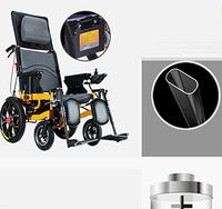 Szeao Heavy Duty Electric Wheelchair with Headrest, Foldable and Lightweight Powered Wheelchair,Adjustable Backrest and Pedal Angle,360° Joystick (Yellow)