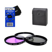 52mm Multi-Coated professional 3 Piece Lens Filter Kit (UV-CPL-FLD) For The Canon EF-S 60mm f/2.8 Macro USM Lens with HeroFiber Ultra Gentle Cleaning Cloth