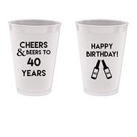 40th Birthday Frost Flex Plastic Cups - Cheers and Beers to 40 Years (10 cups)