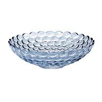 AXZHYX Bowl Tableware Salad Folk Culture Bowl Home Simple Creative Polka Dot Crystal Glass Salad Folk Culture Bowl (Color : Blue, Size : 30 30 10cm) Hotel Tableware Home Noodles Boiled Fish Soup Bowl