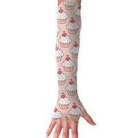 Sports Arm Sleeves Cupcake UV Sun Protection Arm Sleeves with Thumb Holes Cooling Arm